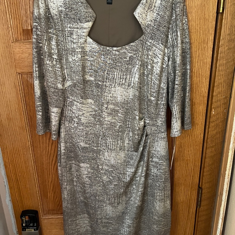 Connected Apparel Silver Ruched Sheath Dress for Wedding Guest